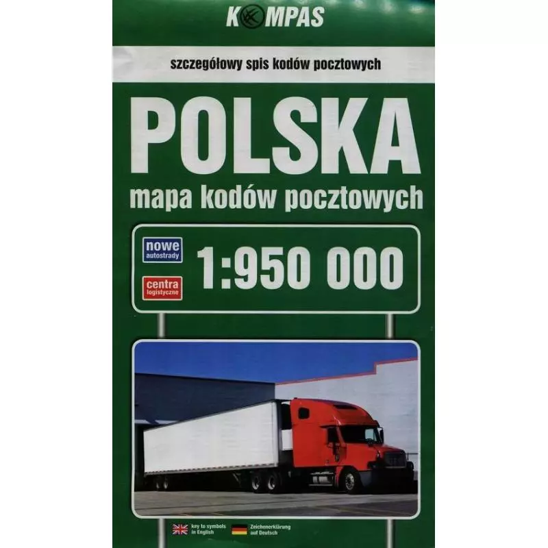 POLSKA MAPA KODÓW POCZTOWYCH 1:950 000 - Kompas