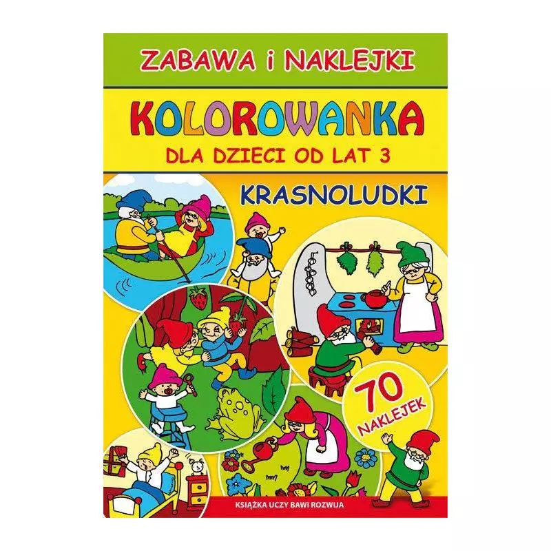 KRASNOLUDKI KOLOROWANKA DLA DZIECI OD LAT 3 ZABAWA I NAKLEJKI Beata Guzowska - Literat