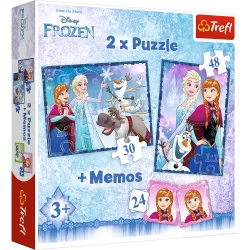 KRAINA LODU SIOSTRY FROZEN PUZZLE 2W1 MEMOS 102 ELEMENTY 3+ - Trefl