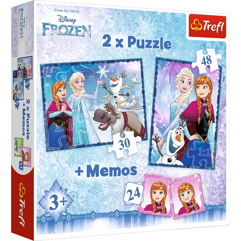 KRAINA LODU SIOSTRY FROZEN PUZZLE 2W1 MEMOS 102 ELEMENTY 3+ - Trefl