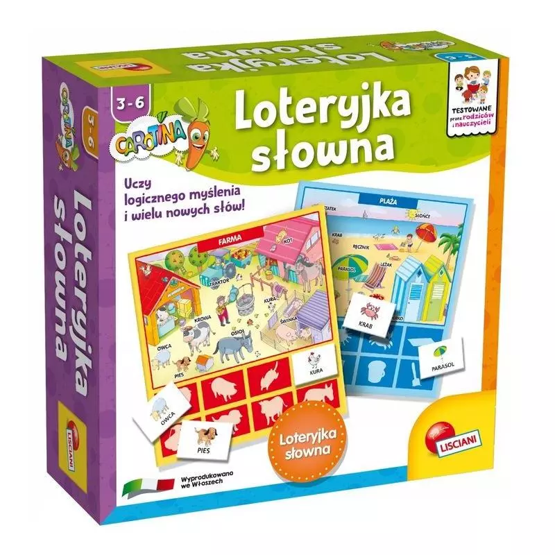 LOTERYJKA SŁOWNA GRA EDUKACYJNA 3-6 LAT - Lisciani