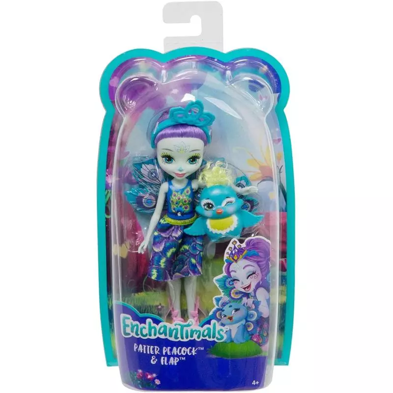 LALKA ENCHANTIMALS PATTER PEACOCK + PAW FLAP 4+ - Mattel