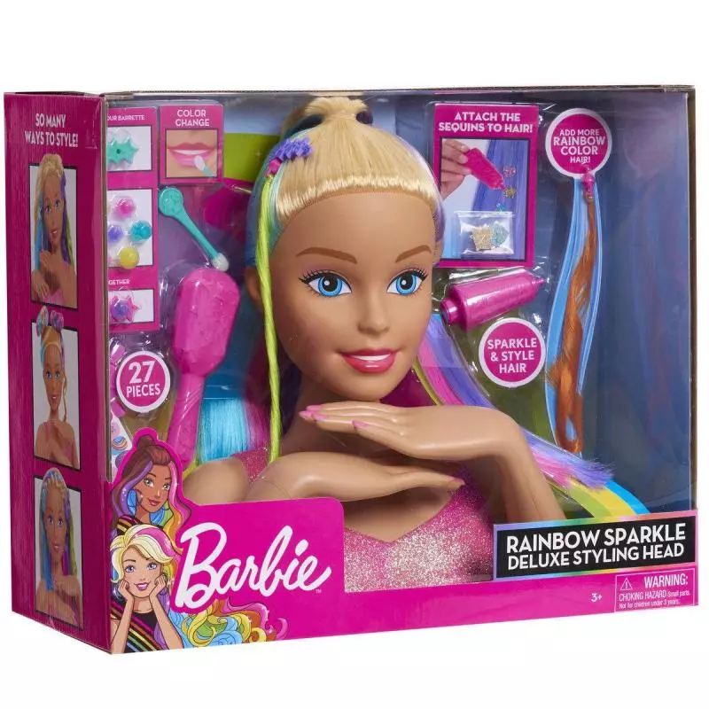 BARBIE DELUXE GŁOWA DO STYLIZACJI TĘCZOWE WŁOSY 3+ - Just Play