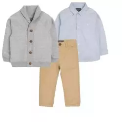 KOMPLET CHŁOPIĘCY KOSZULA + SPODNIE + SWETER 86 CM - Cool Club