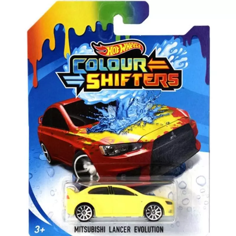 SAMOCHODZIK HOT WHEELS MITSUBISHI LANCER EVOLUTION ZMIENIA KOLOR 3+ - Mattel