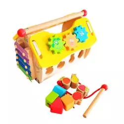 DREWNIANY DOMEK AKTYWIZUJĄCY SORTER SMILY PLAY 18M+ - Smily Play