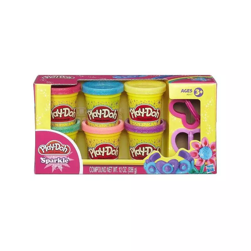 CIASTOLINA PLAY-DOH BŁYSZCZĄCE TUBY 6 SZT. + AKCESORIA 3+ - Hasbro