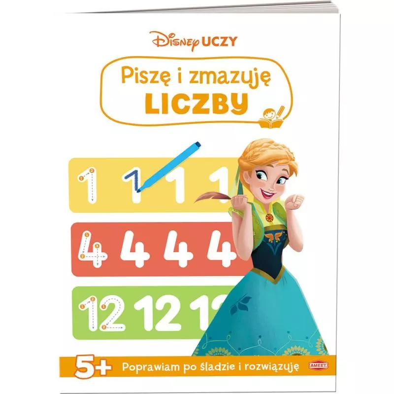 DISNEY UCZY KRAINA LODU PISZĘ I ZMAZUJĘ LICZBY 5+ - Ameet