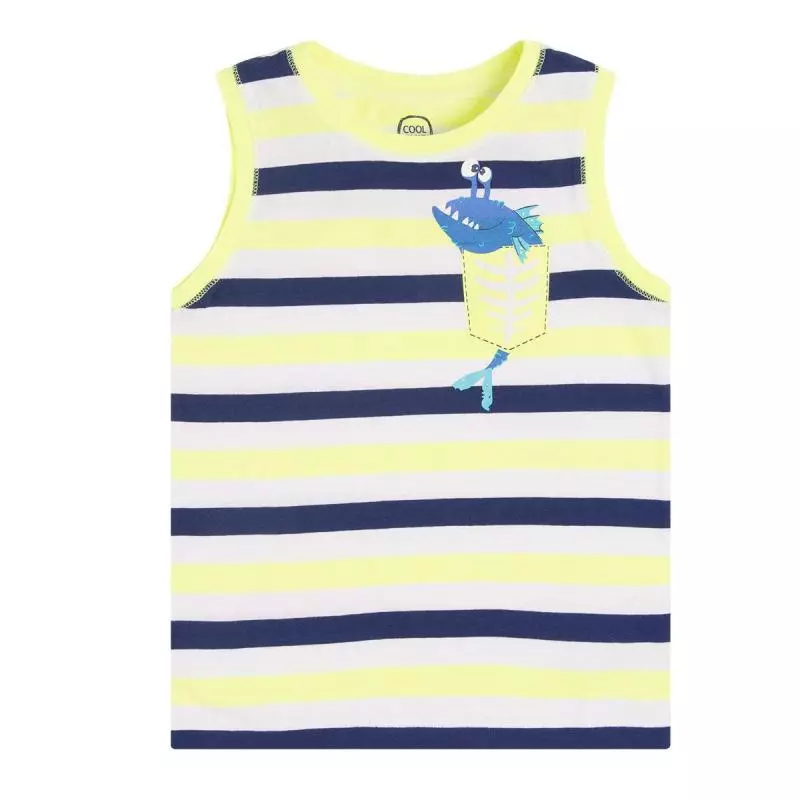 T-SHIRT CHŁOPIĘCY BEZ RĘKAWÓW RYBA W KIESZONCE 92 CM COOL CLUB - Cool Club