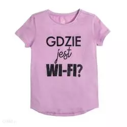 T-SHIRT DZIEWCZĘCY FIOLETOWY GDZIE JEST WI-FI? 146 CM COOL CLUB - Cool Club