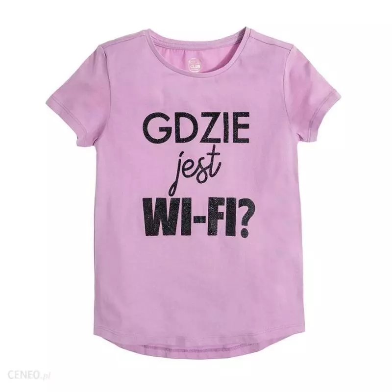 T-SHIRT DZIEWCZĘCY FIOLETOWY GDZIE JEST WI-FI? 146 CM COOL CLUB - Cool Club