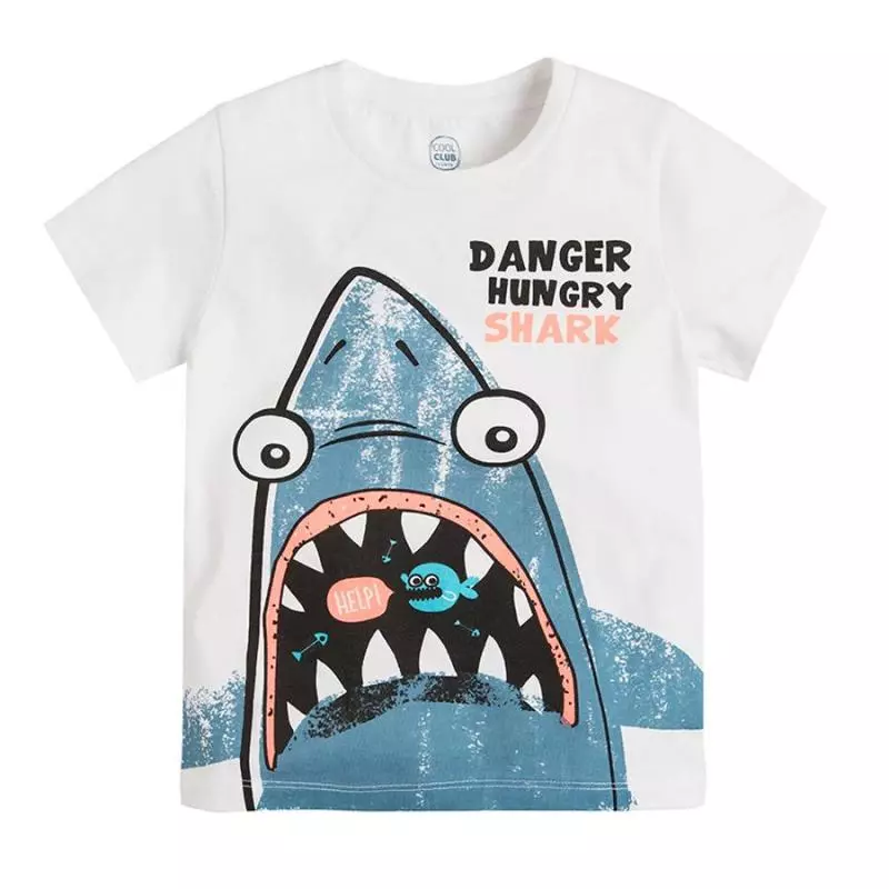 T-SHIRT CHŁOPIĘCY BIAŁY SHARK 92 CM COOL CLUB - Cool Club