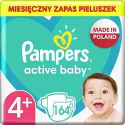 PIELUSZKI PAMPERS ACTIVE BABY ROZMIAR 4+ 164 SZT. 10-15 KG - Procter & Gamble