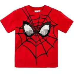 T-SHIRT CHŁOPIĘCY Z KRÓTKIM RĘKAWEM CZERWONY SPIDER-MAN CEKINY 134 CM COOL CLUB - Cool Club