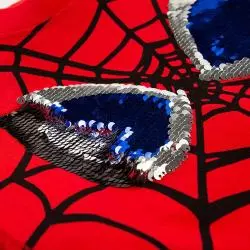 T-SHIRT CHŁOPIĘCY Z KRÓTKIM RĘKAWEM CZERWONY SPIDER-MAN CEKINY 134 CM COOL CLUB - Cool Club