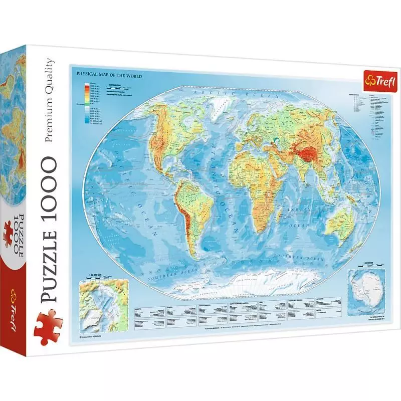 MAPA FIZYCZNA ŚWIATA PUZZLE 1000 ELEMENTÓW - Trefl