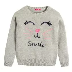 SWETER DZIEWCZĘCY SZARY KOTEK SMILE 104 CM COOL CLUB - Cool Club