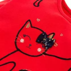 BLUZKA DZIEWCZĘCA Z DŁUGIM RĘKAWEM CZEROWNA KOTEK 128 CM COOL CLUB - Cool Club