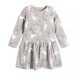 SUKIENKA DZIEWCZĘCA Z DŁUGIM RĘKAWEM SZARA JEDNOROŻCE 140 CM COOL CLUB - Cool Club