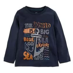 BLUZKA CHŁOPIĘCA Z DŁUGIM RĘKAWEM GRANATOWA KOTWICA 146 CM COOL CLUB - Cool Club