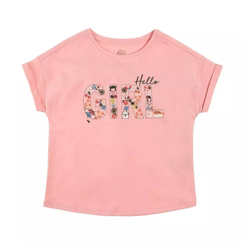 T-SHIRT DZIEWCZĘCY RÓŻOWY HELLO GIRL 146 CM COOL CLUB - Cool Club