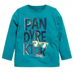 BLUZKA CHŁOPIĘCA Z DŁUGIM RĘKAWEM TURKUSOWA PAN DYREKTOR 128 CM COOL CLUB - Cool Club