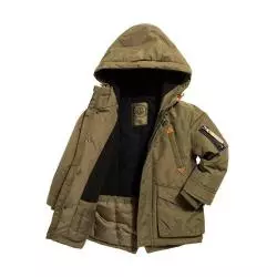 KURTKA ZIMOWA CHŁOPIĘCA Z KAPTUREM KHAKI PARKA 122 CM COOL CLUB - Cool Club
