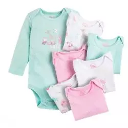 BODY DZIEWCZĘCE Z DŁUGIM RĘKAWEM LEŚNE ZWIERZĄTKA 7 SZT. 68 CM COOL CLUB - Cool Club