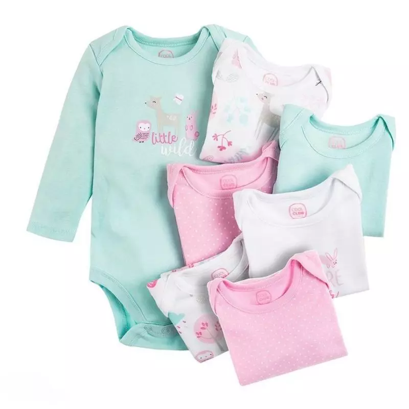 BODY DZIEWCZĘCE Z DŁUGIM RĘKAWEM LEŚNE ZWIERZĄTKA 7 SZT. 68 CM COOL CLUB - Cool Club