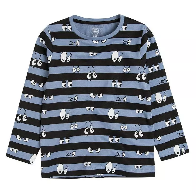 BLUZKA CHŁOPIĘCA Z DŁUGIM RĘKAWEM PASY OCZY 140 CM COOL CLUB - Cool Club