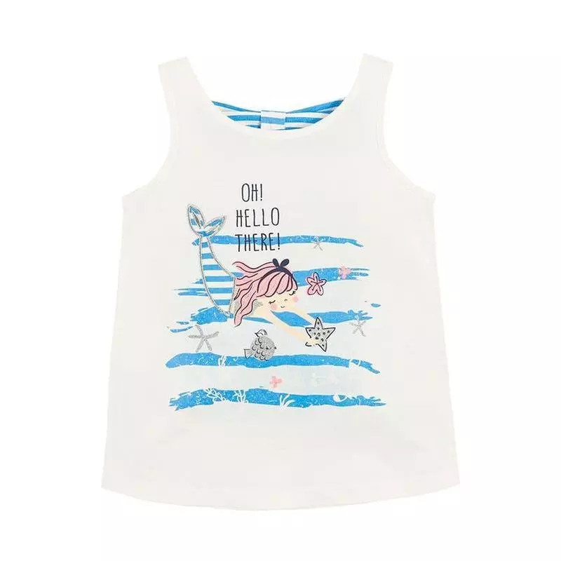 T-SHIRT DZIEWCZĘCY BEZ RĘKAWÓW BIAŁY SYRENKA 104 CM COOL CLUB - Cool Club