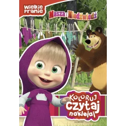 WIELKIE PRANIE MASZA I NIEDŹWIEDŹ CZYTAJ KOLORUJ NAKLEJAJ - Egmont
