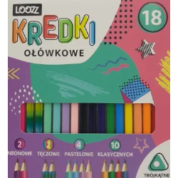 KREDKI OŁÓWKOWE TRÓJKĄTNE 18 KOLORÓW LOOZ - St. Majewski