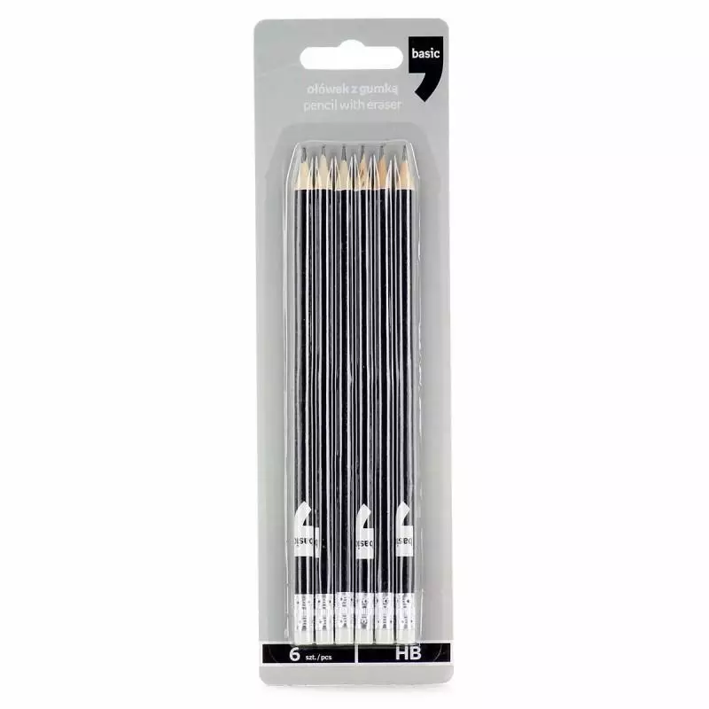 OŁÓWEK Z GUMKĄ HB 6 SZT. - Panon