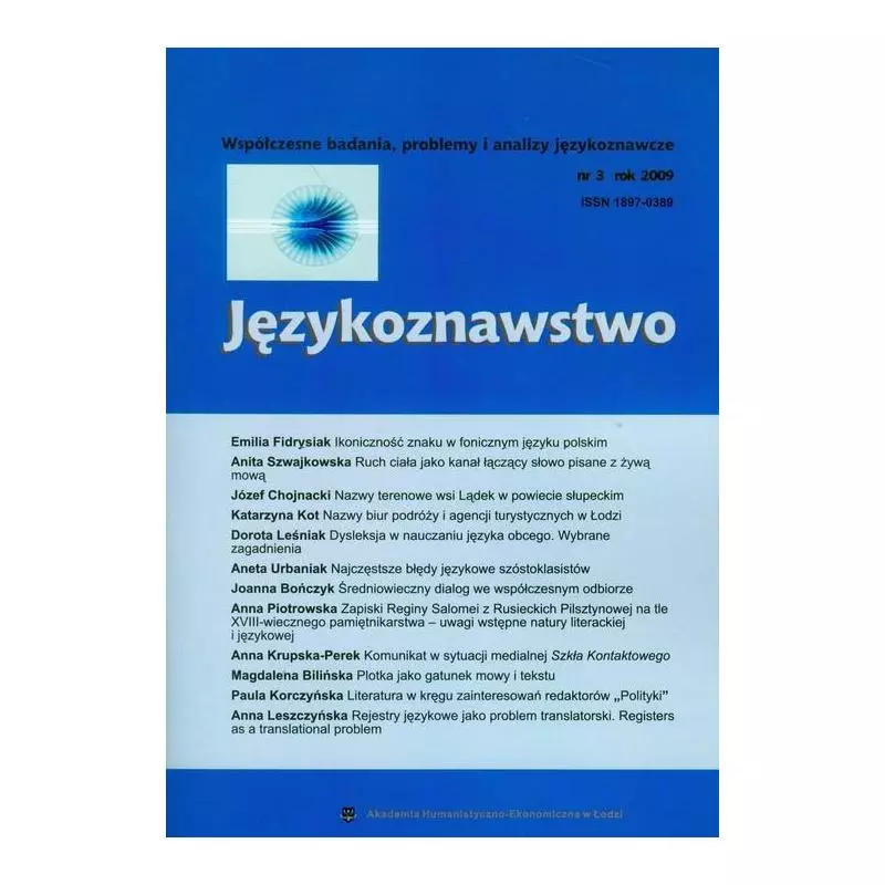 JĘZYKOZNAWSTWO 3/2009 - Akademia Humanistyczno-Ekonomiczna w Łodzi