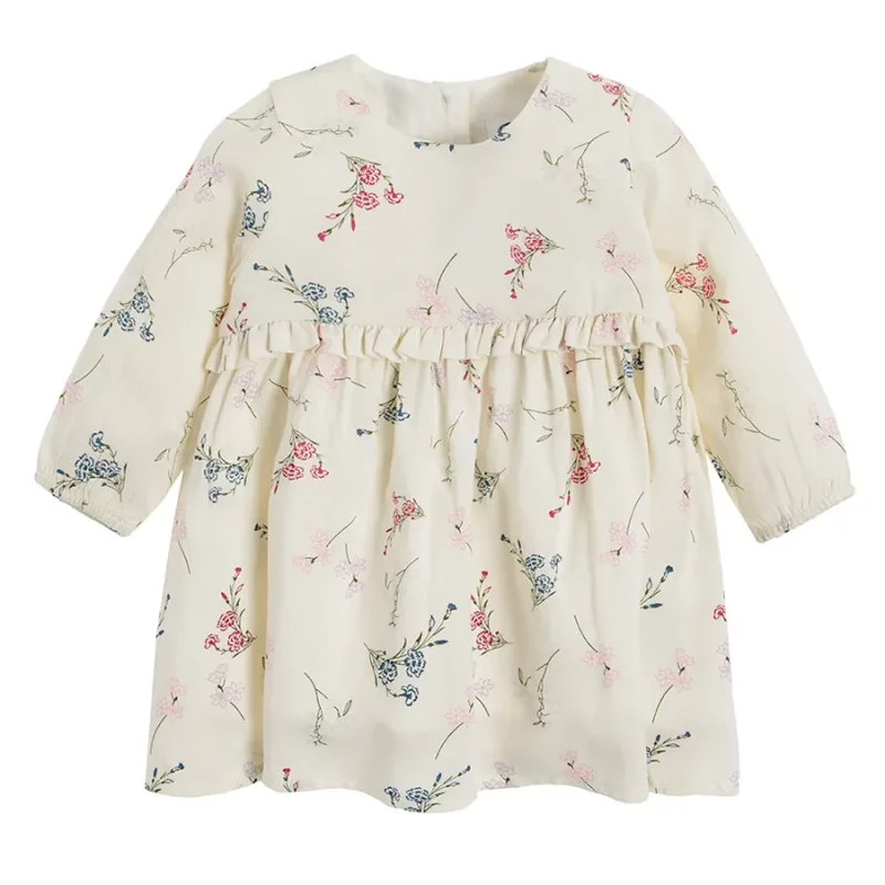 SUKIENKA DZIEWCZĘCA ECRU KWIATKI 74 CM COOL CLUB - Cool Club