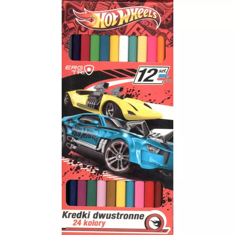 HOT WHEELS KREDKI SZKOLNE DWUSTRONNE 12 SZTUK 24 KOLORY