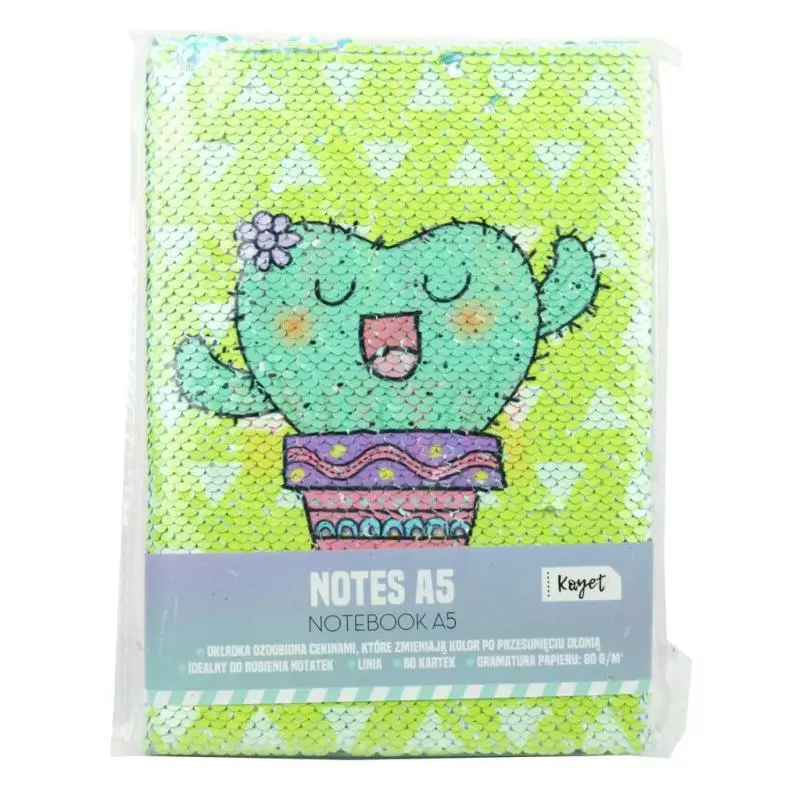 NOTES W LINIE 80 KARTEK KAKTUS CEKINY A5 - Joinco