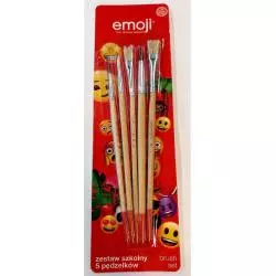 PĘDZELKI SZKOLNE Z NATURALNEGO WŁOSIA 5 SZTUK EMOJI - St. Majewski