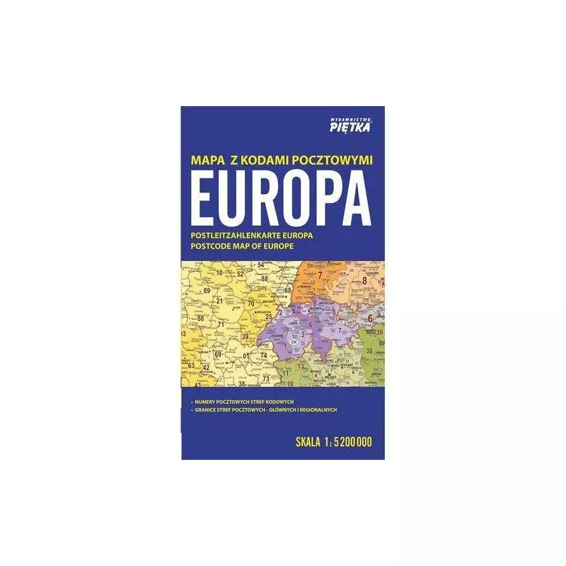 EUROPA MAPA Z KODAMI POCZTOWYMI - Piętka