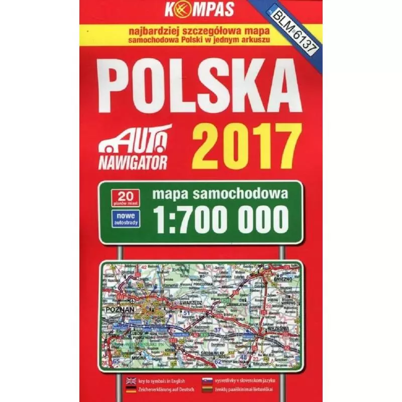 POLSKA 2017 MAPA SAMOCHODOWA 1:700 000 - Dom Wydawniczy PWN