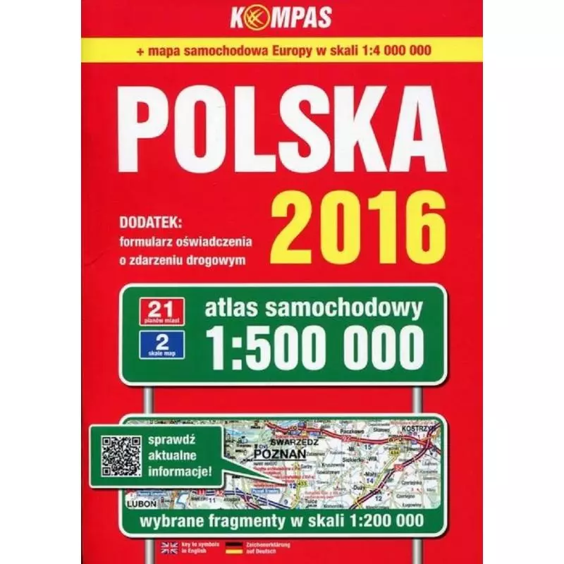 POLSKA 2016 ATLAS SAMOCHODOWY 1:500 000 - Kompas