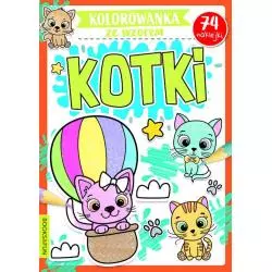KOTKI KOLOROWANKA ZE WZOREM + 74 NAKLEJKI - Books and Fun
