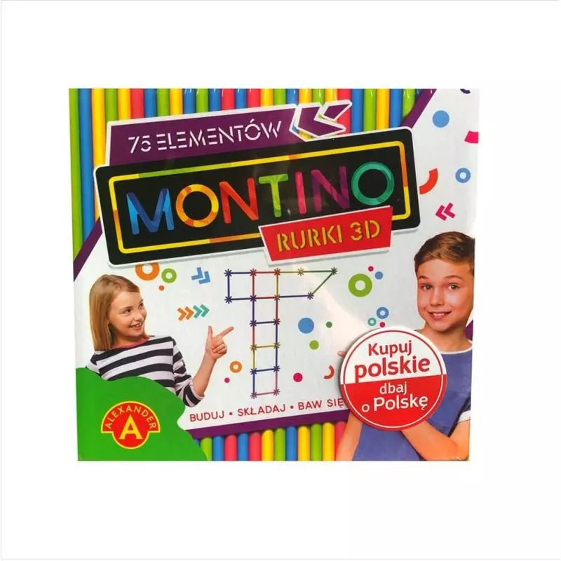 MONTINO 75 ELEMENTÓW KOLOROWE RURKI 3D 5+ - Alexander