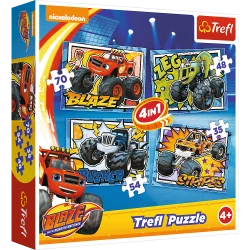 PUZZLE 4W1 BLAZE I JEGO PRZYJACIELE MEGA MASZYNY 70 + 54 + 48 + 35 ELEMENTÓW 4+ - Trefl