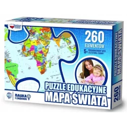 MAPA ŚWIATA PUZZLE EDUKACYJNE 260 ELEMENTÓW 5+ - Głowała