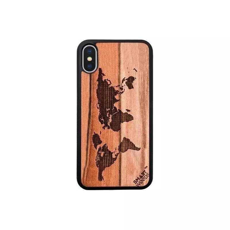 ETUI IPHONE X/XS MAPA ŚWIATA - Smartwoods