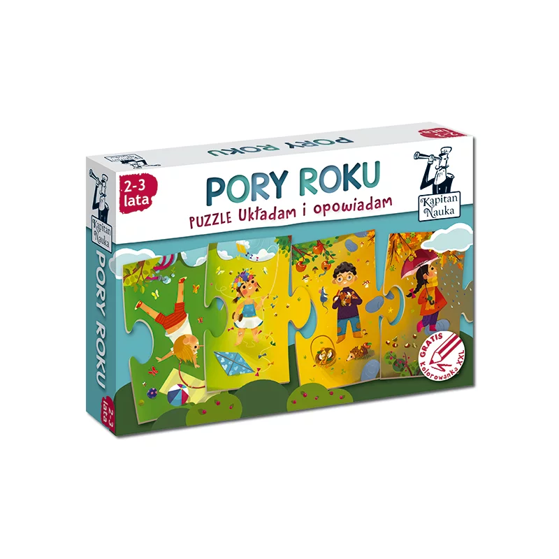 PORY ROKU UKŁADAM I OPOWIADAM PUZZLE 10 ELEMENTÓW + KOLOROWANKA XXL KAPITAN NAUKA 2+ - Edgard