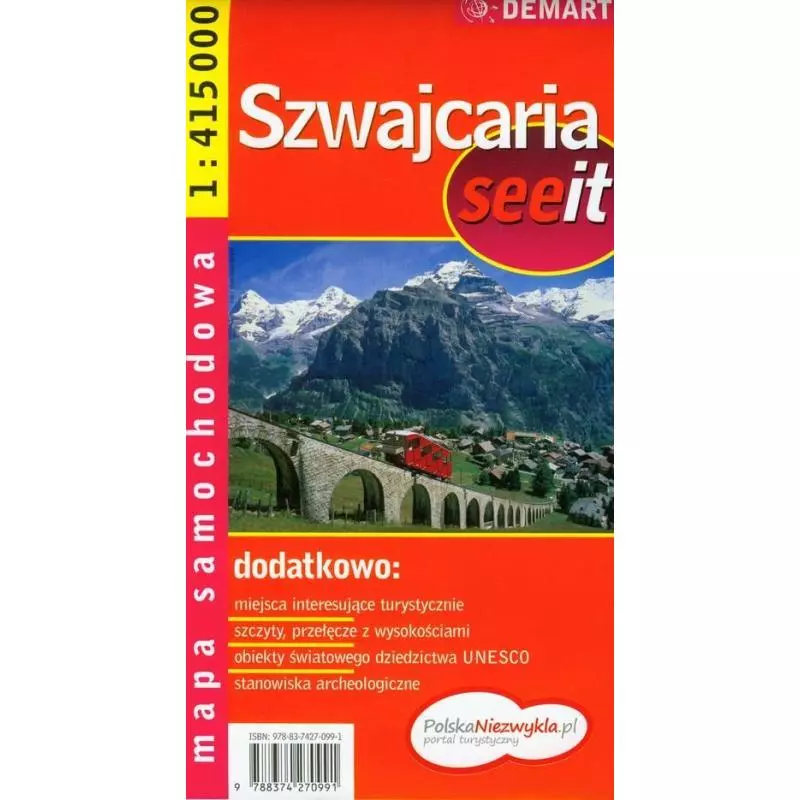 SZWAJCARIA MAPA SAMOCHODOWA 1:415 000 - Demart