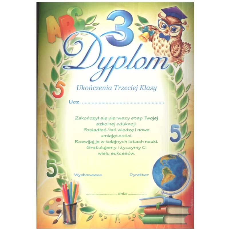 DYPLOM UKOŃCZENIA 3 KLASY SZKOŁY PODSTAWOWEJ A4 - Panon